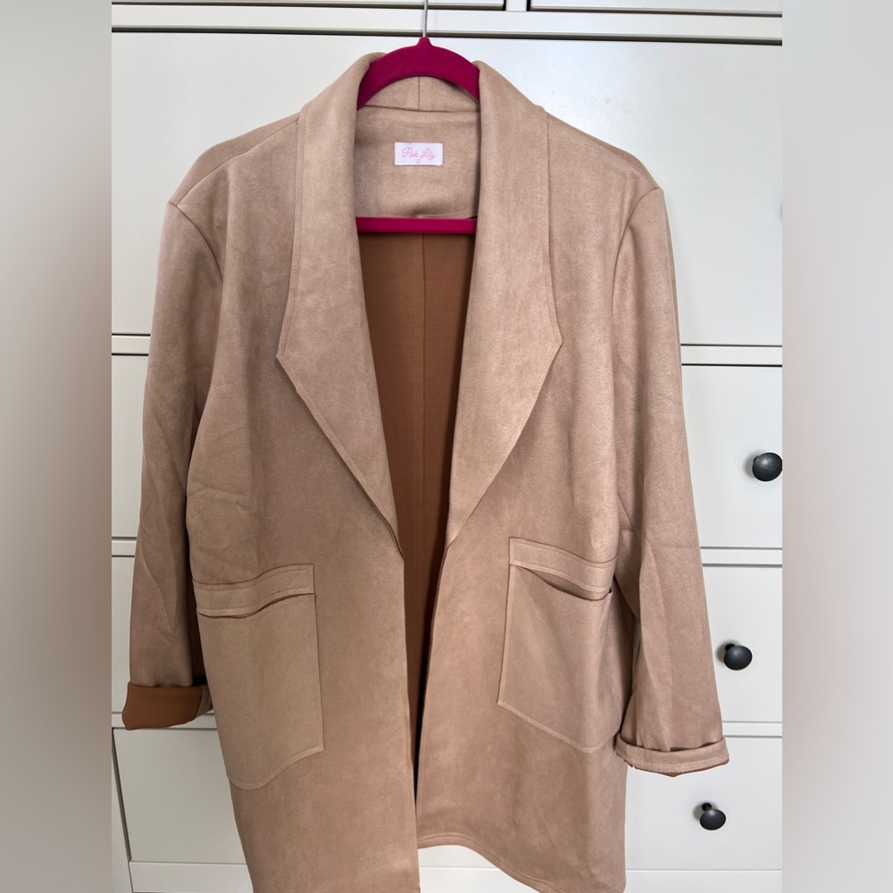 Pink lily women’s jacket coat blazer l large. New without tags. Brown tan